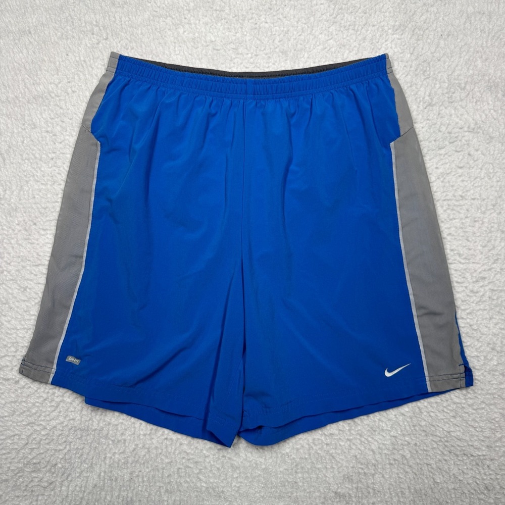 Nike Dry Fit Running Shorts Blue with Liner‎ Drawstring Performance Men's Size M
